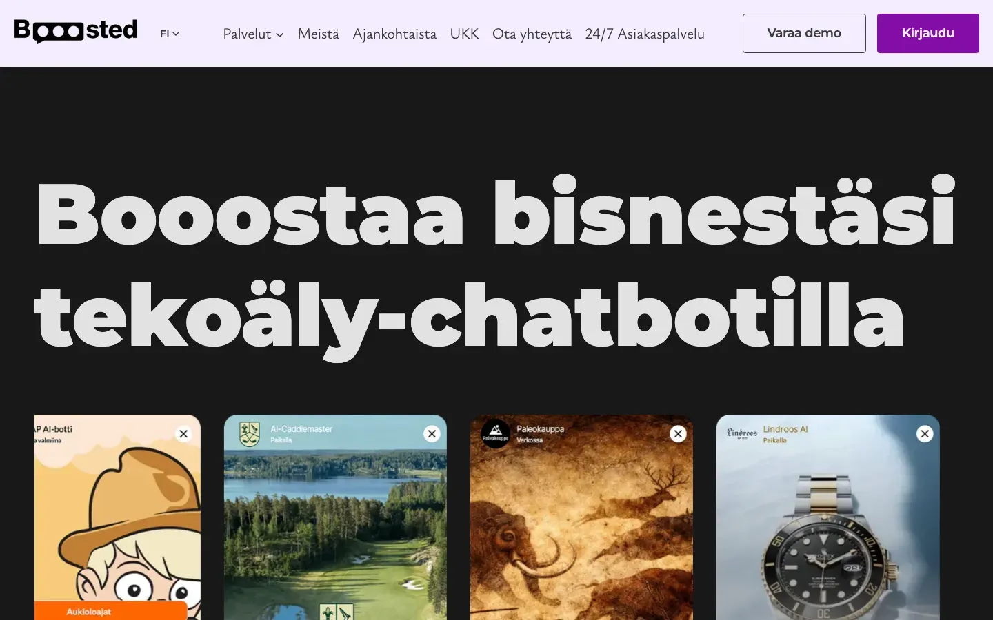 Booostedin suomalainen AI-chatbot ja liidien keruun palvelu.