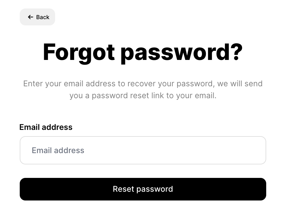Forgot password - popup