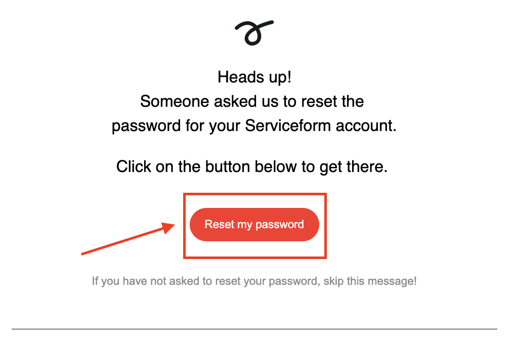 Password reset email
