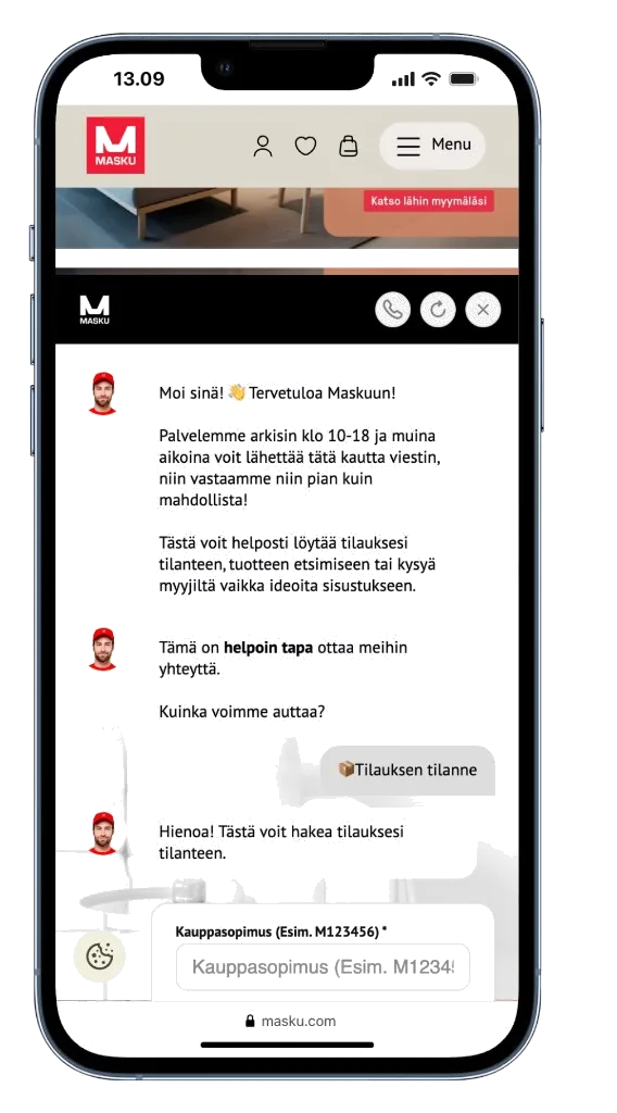 Mira AI chat on Maskun Kalustetalo