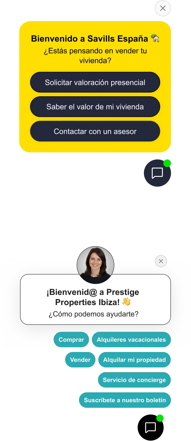 Serviceform bot on a real estate website — viewing booking example
