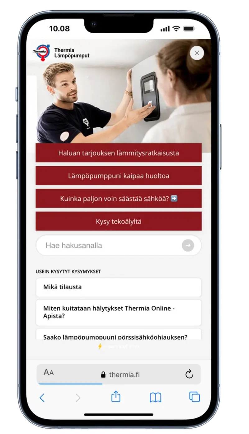 Serviceform-botti suomalaisella verkkosivulla, esimerkki 10