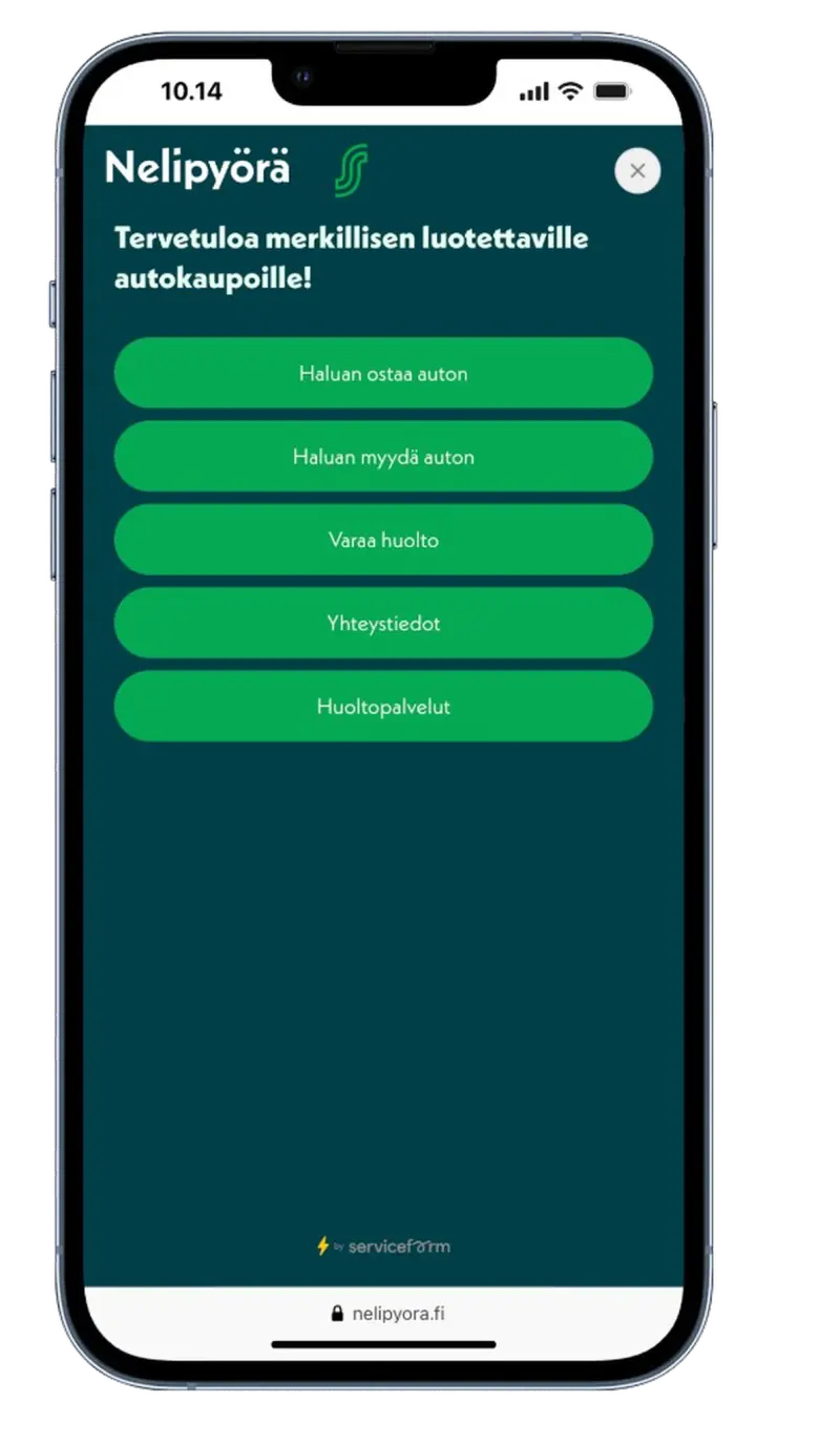 Serviceform-botti suomalaisella verkkosivulla, esimerkki 14